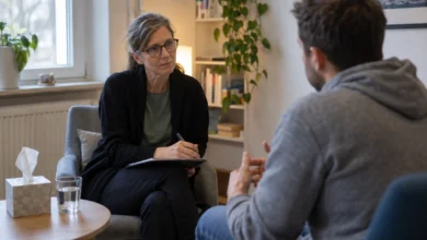 Vertrauliches Gespräch mit einer Suchtberatung