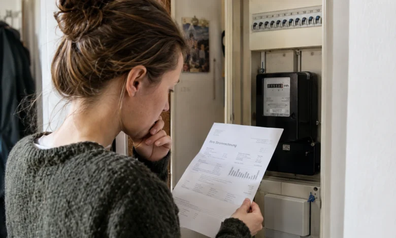 Prüfung von Stromunterlagen und Zählerstand in einer Wohnung
