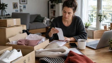 Prüfung von Onlinekäufen, Rechnungen und gelieferten Paketen zu Hause