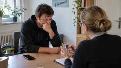 Vertrauliches Gespräch mit einer Suchtberatung