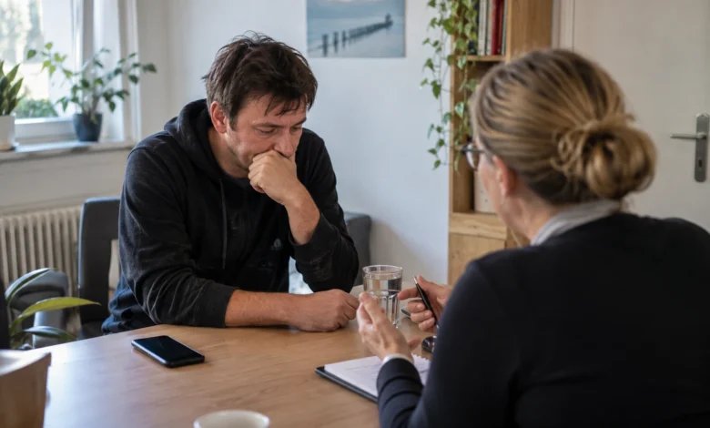 Vertrauliches Gespräch mit einer Suchtberatung