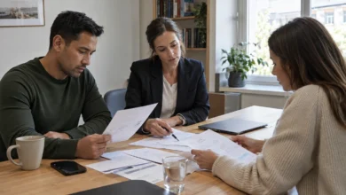 Prüfung und Besprechung von Unterlagen zu Schulden nach der Scheidung