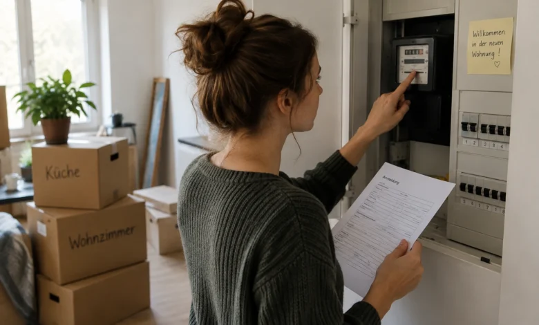 Prüfung von Stromunterlagen und Zählerstand in einer Wohnung
