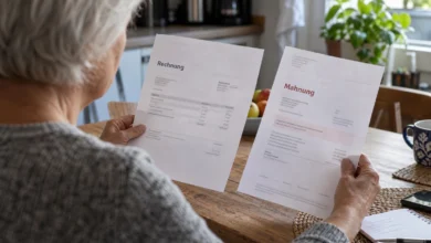 Vergleich einer Mahnung mit der zugehörigen Rechnung