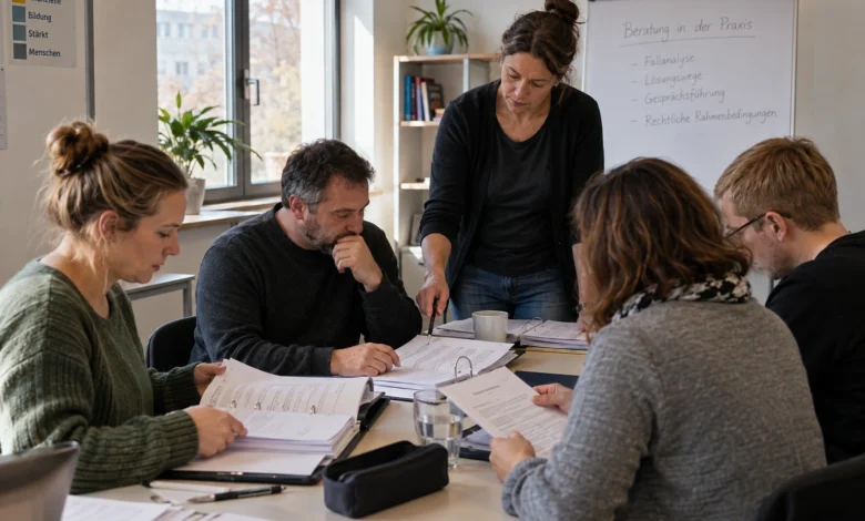 Beratungsgespräch über finanzielle Fragen und persönliche Unterlagen