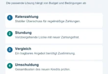 Ratenzahlung, Stundung, Vergleich und Umschuldung haben unterschiedliche Voraussetzungen.
